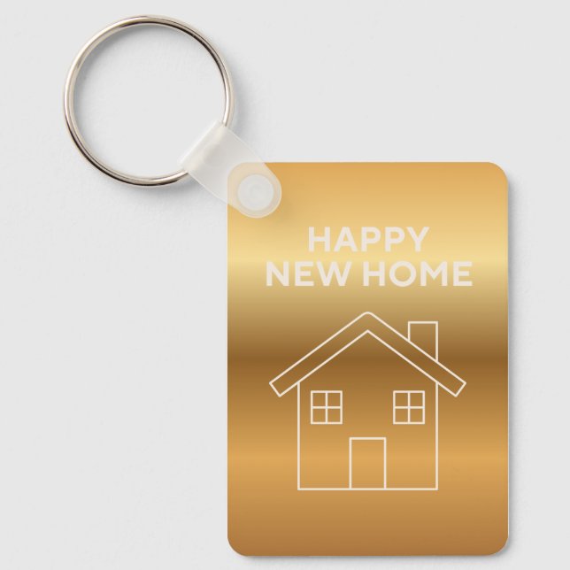 Porte-clés Joyeuse Nouvelle Maison - Fond dégradé or  (Recto)