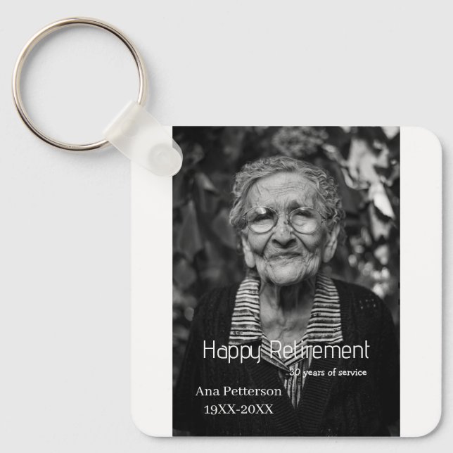 Porte-clés Joyeuse retraite nom à ajouter photo années de ser (Recto)