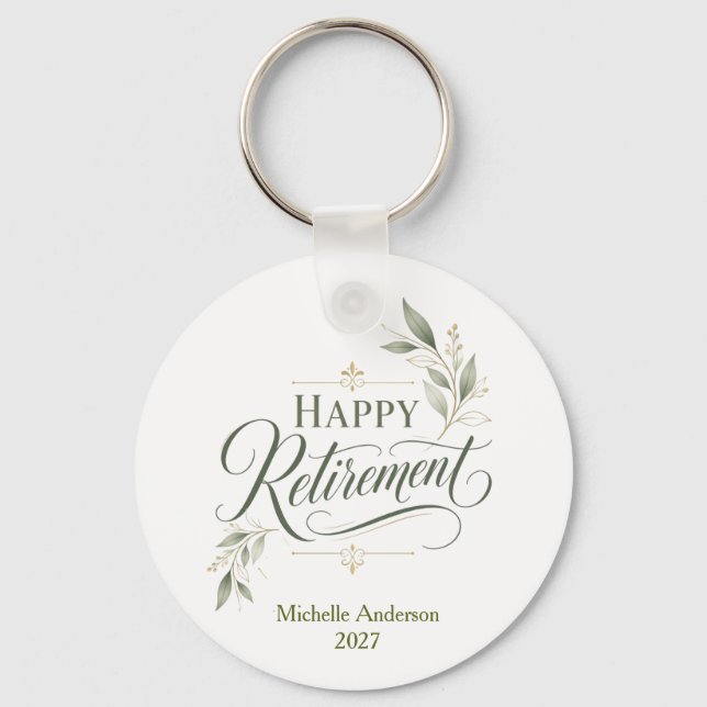 Porte-clés Joyeuse retraite nom personnalisé (Recto)