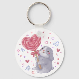 Porte-clés Joyeuse Saint-Valentin avec Bunny & Lollipop
