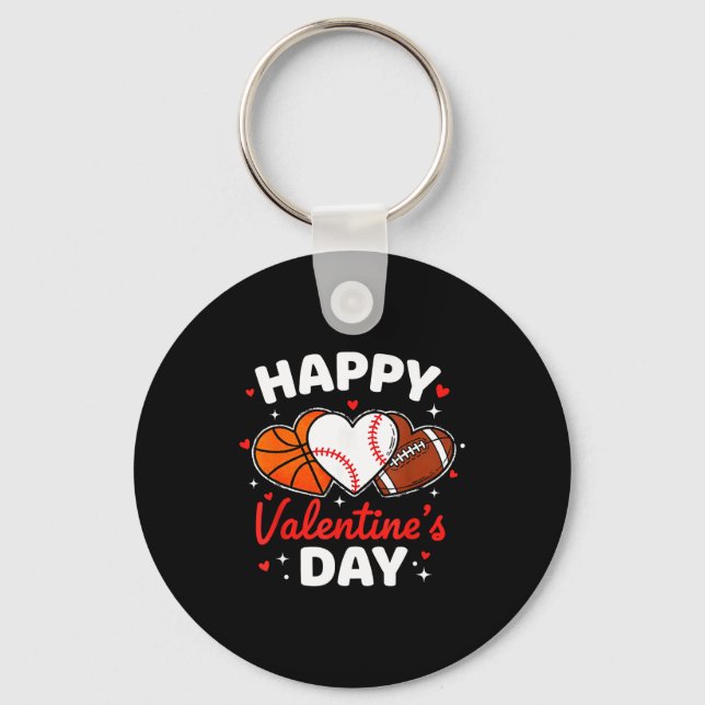 Porte-clés Joyeuse Saint-Valentin Basketball Baseball Footbal (Recto)