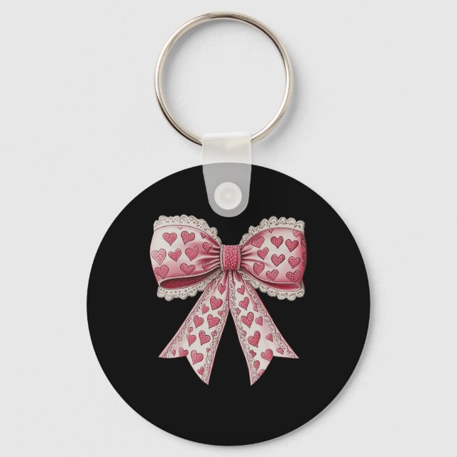 Porte-clés Joyeuse Saint Valentin Coquette Ruban en Dentelle  (Recto)