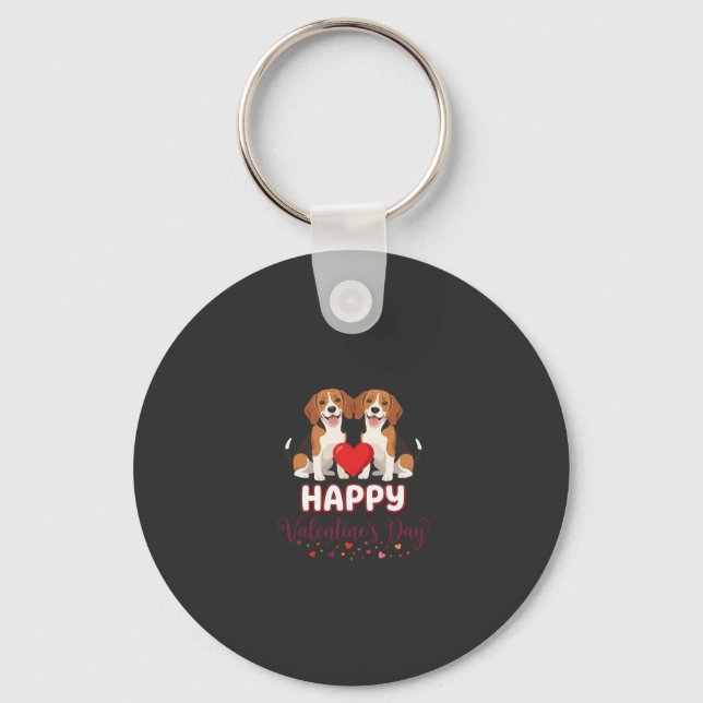 Porte-clés Joyeuse Saint-Valentin Couple Beagle (Recto)