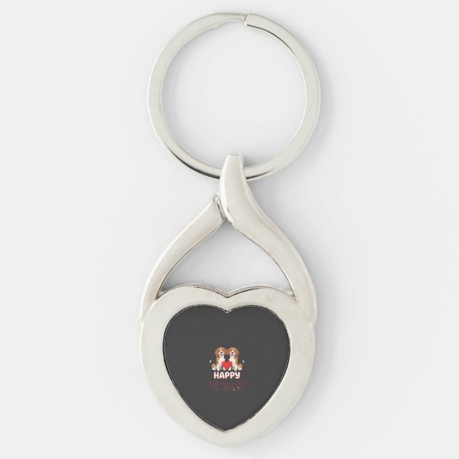 Porte-clés Joyeuse Saint-Valentin Couple Beagle (Devant)