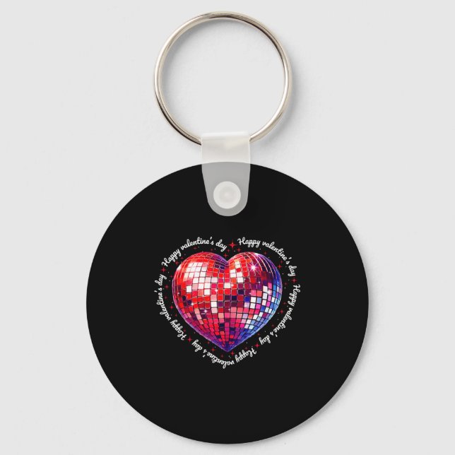 Porte-clés Joyeuse Saint-Valentin Drôle Coquette Rouge Disco  (Recto)