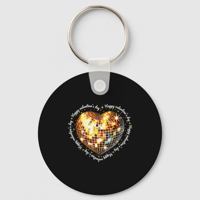 Porte-clés Joyeuse Saint-Valentin Drôle Or Coquette Disco Bal (Recto)