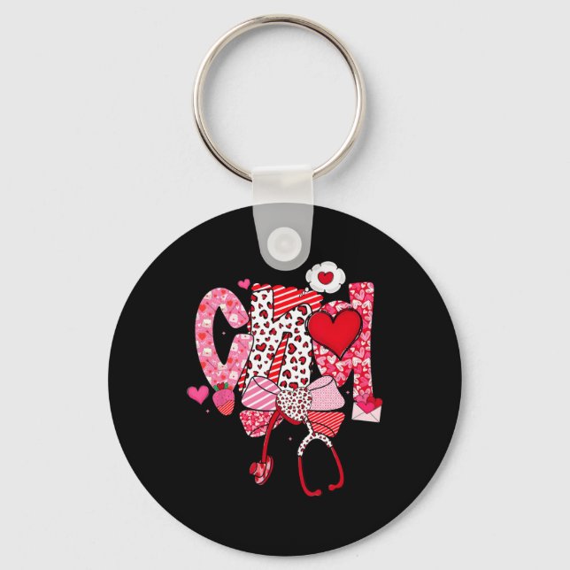 Porte-clés Joyeuse Saint-Valentin Infirmière Cna Coquette Nœu (Recto)