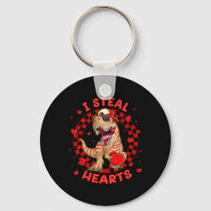 Porte-clés Joyeuse Saint-Valentin Je vole des cœurs Trex Dino