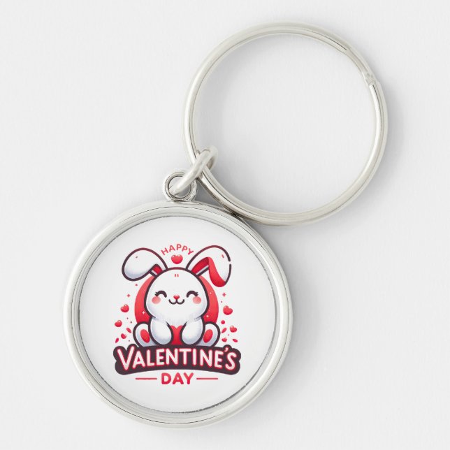 Porte-clés Joyeuse Saint-Valentin Lapin Mignon (Devant)