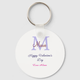 Porte-clés Joyeuse Saint-Valentin pastel violet monogramme ro