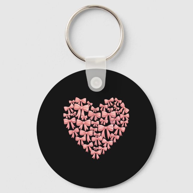 Porte-clés Joyeuse Saint-Valentin Rose Coquette Nœud Papillon (Recto)