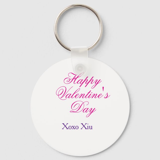Porte-clés Joyeuse Saint-Valentin rose violet xoxo amour nom  (Recto)