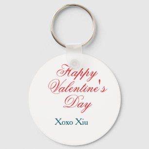 Porte-clés Joyeuse Saint-Valentin rouge bleu xoxo amour nom