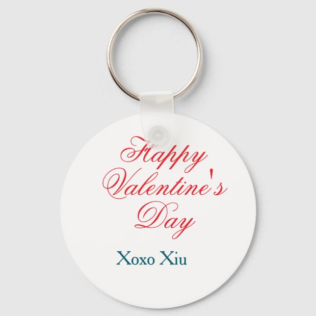 Porte-clés Joyeuse Saint-Valentin rouge bleu xoxo amour nom  (Recto)