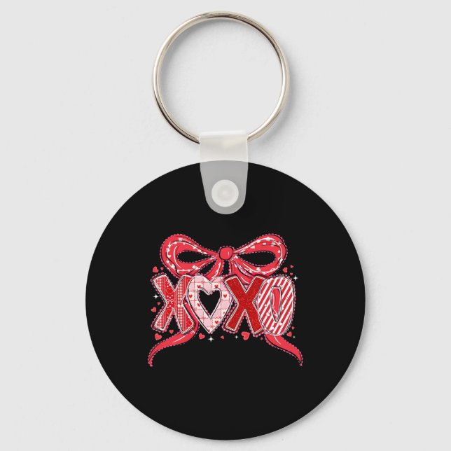 Porte-clés Joyeuse Saint-Valentin Xoxo Dentelle Rose Coquette (Recto)