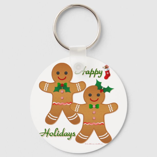 Porte-clés Joyeuses Fêtes Garçon Fille Biscuit en Pain d'Épic (Recto)