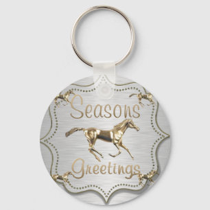 Porte-clés Joyeuses Fêtes Western Gold Horse