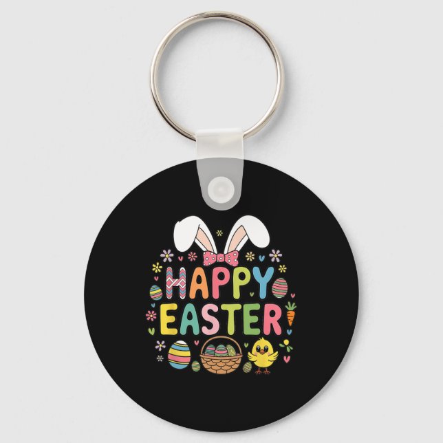 Porte-clés Joyeuses Pâques 2025 Mignon Lapin Jour de Pâques F (Recto)