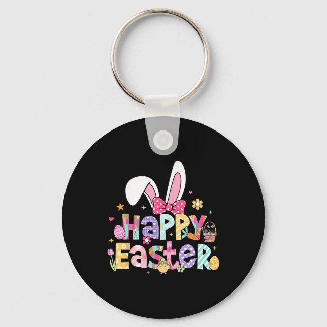 Porte-clés Joyeuses Pâques 2026 Mignon Lapin Jour de Pâques F (Recto)