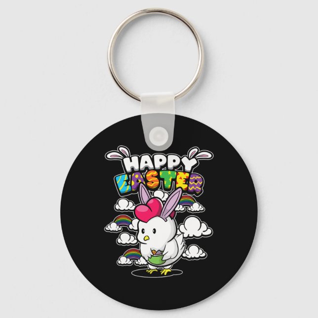 Porte-clés Joyeuses Pâques - Animaux de Pâques - Poule déguis (Recto)