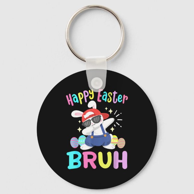 Porte-clés Joyeuses Pâques Bruh Drôle de lapin Dab Danse Ra (Recto)