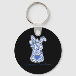 Porte-clés Joyeuses Pâques Chinoiserie Florale Lapin Mignon B