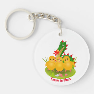 Porte-clés Joyeuses Pâques de trois poussins et Dragon de Mon