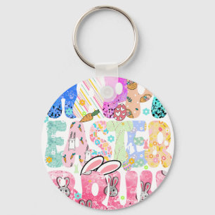 Porte-clés Joyeuses Pâques mec (2), rétro, vintage