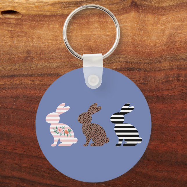 Porte-clés Joyeuses Pâques Mignon Léopard de Pâques Lapin  (Recto)