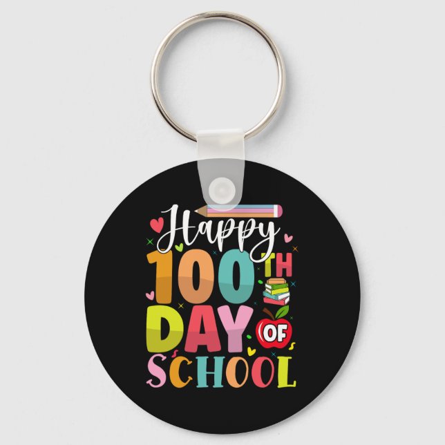 Porte-clés Joyeux 100e jour de l'école 100 jours de l'enseign (Recto)