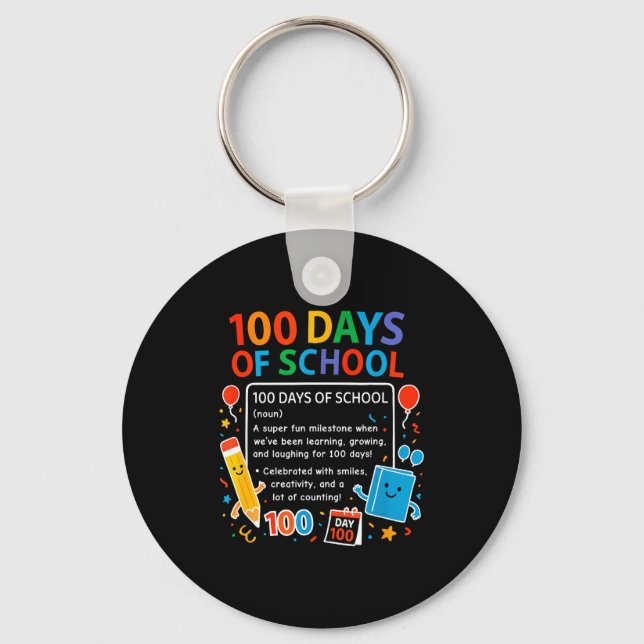 Porte-clés Joyeux 100e jour d'école Conception d'élève, 100 j (Recto)