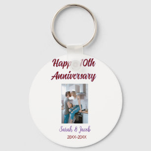 Porte-clés Joyeux 10e anniversaire photo mariage nom du coupl
