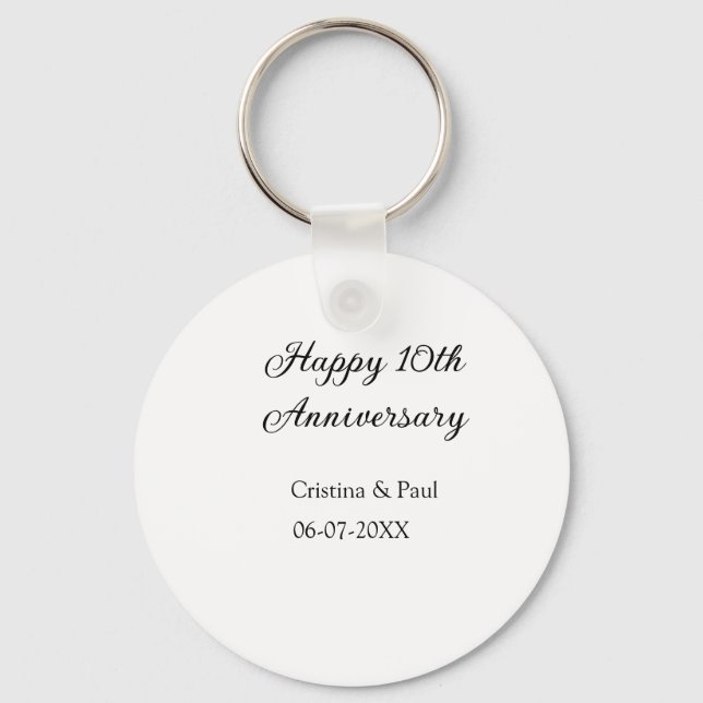 Porte-clés Joyeux 10e anniversaire simple nom de mariage mini (Recto)