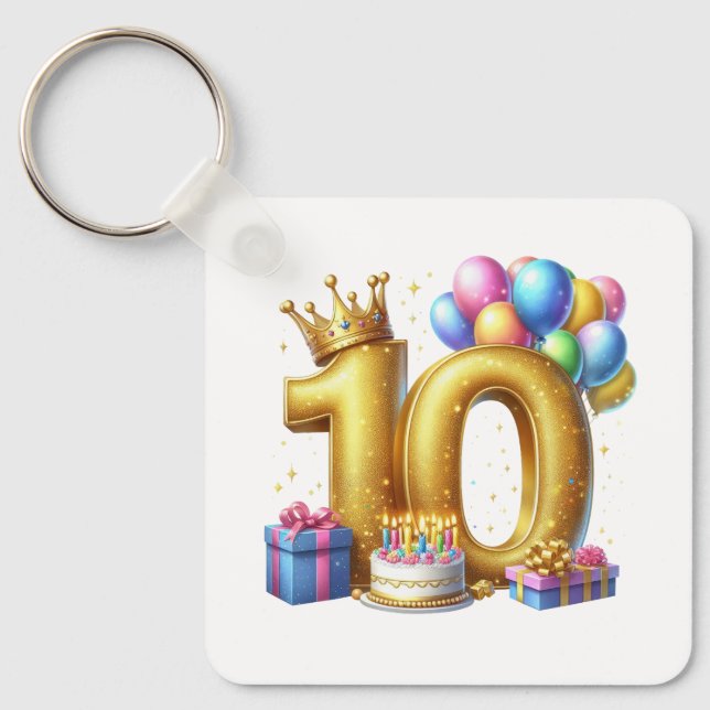 Porte-clés Joyeux 10ème Anniversaire (Recto)