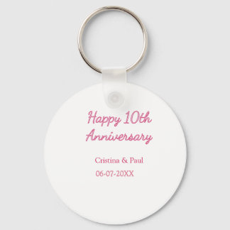 Porte-clés Joyeux 10ème anniversaire de mariage simple nom mi