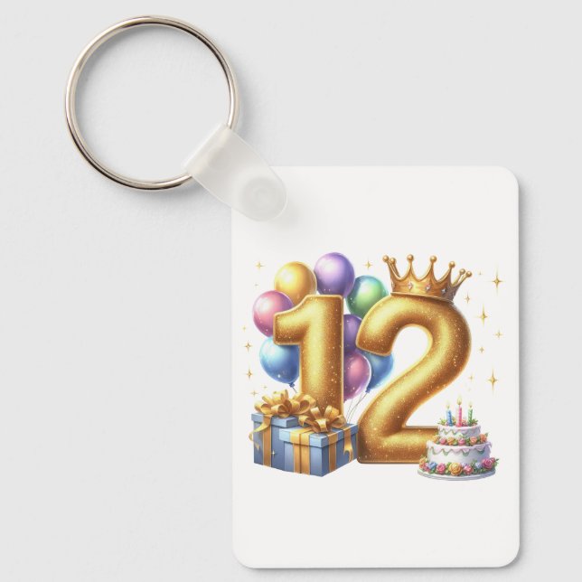 Porte-clés Joyeux 12e Anniversaire (Recto)