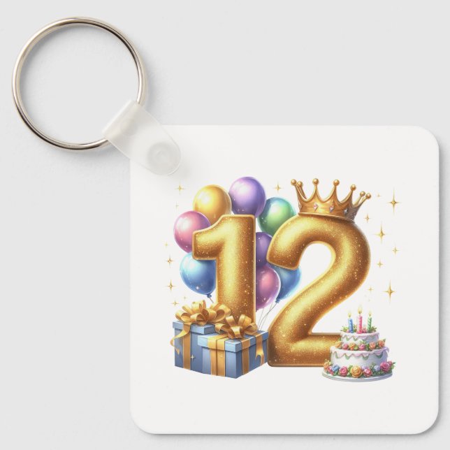 Porte-clés Joyeux 12e Anniversaire (Recto)