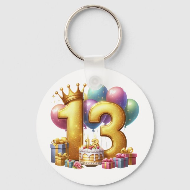 Porte-clés Joyeux 13e anniversaire (Recto)