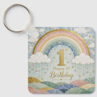 Porte-clés Joyeux 1er Anniversaire Mosaic Arc-en-Ciel Nuage D
