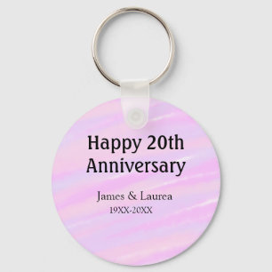Porte-clés Joyeux 20e anniversaire rose violet pastel nom bol