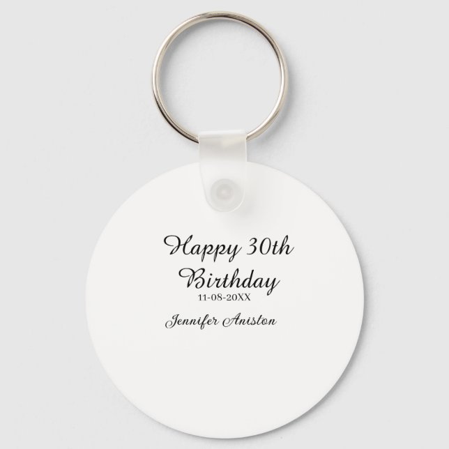 Porte-clés Joyeux 30e anniversaire ajouter nom date élégant s (Recto)