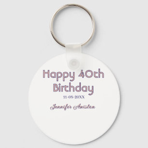 Porte-clés Joyeux 40e anniversaire nom date rose violet tren
