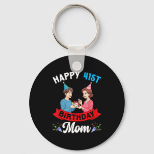Porte-clés Joyeux 41e Anniversaire Maman Fête Avec Fils Et Cé
