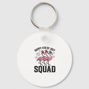 Porte-clés Joyeux 4 juillet Flamingo Squad Vector Design_1
