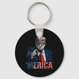Porte-clés Joyeux 4 juillet merica Trump Drapeau Américain Us