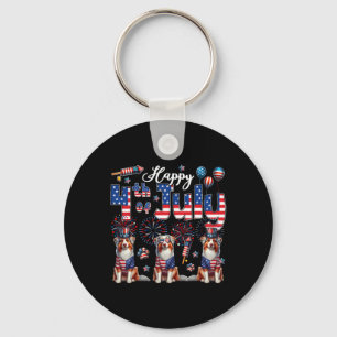 Porte-clés Joyeux 4 juillet trois mignons bergers australiens