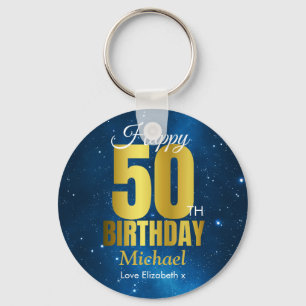 Porte-clés Joyeux 50e anniversaire Blue Gold