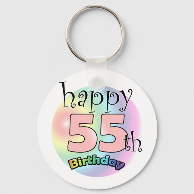 Porte-clés Joyeux 55ème anniversaire (roze) (Recto)