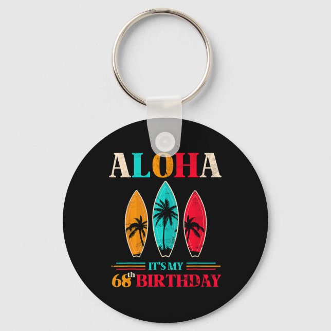 Porte-clés Joyeux 68e anniversaire Hawaii Plage tropicale Sur (Recto)
