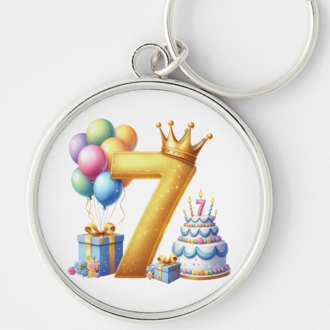 Porte-clés Joyeux 7ème Anniversaire (Devant)